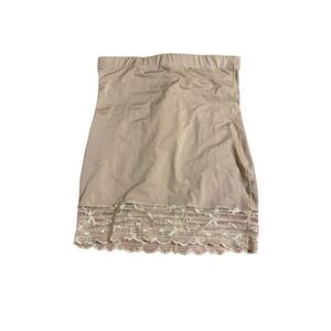 SPANX Red Hot Size Large Shapewear Slip Skirt Beige Lace Trim